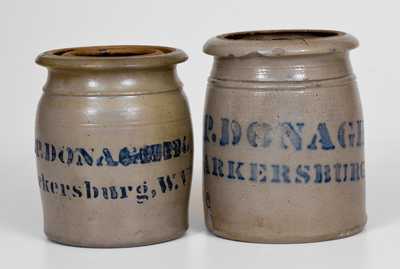 Two Small-Sized A.P. DONAGHHO / PARKERSBURG, W.V. Stoneware Canning Jars