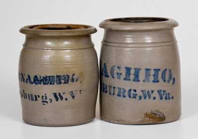 Two Small-Sized A.P. DONAGHHO / PARKERSBURG, W.V. Stoneware Canning Jars