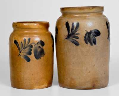 Two Cobalt-Decorated Stoneware Jars, attrib. Remmey Pottery, Philadelphia, PA, c1865