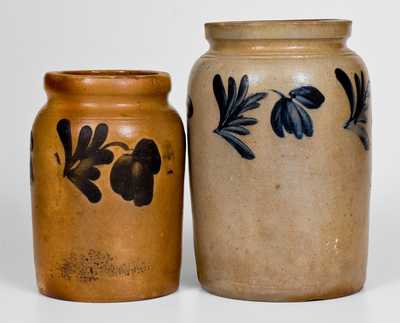 Two Cobalt-Decorated Stoneware Jars, attrib. Remmey Pottery, Philadelphia, PA, c1865
