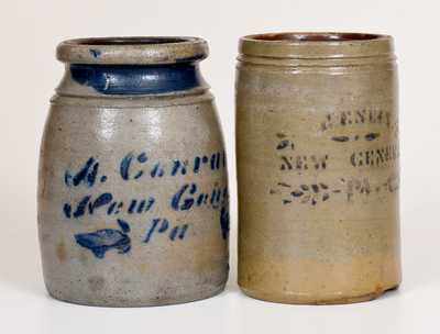 Two New Geneva, PA Cobalt-Decorated Stoneware Canning Jars