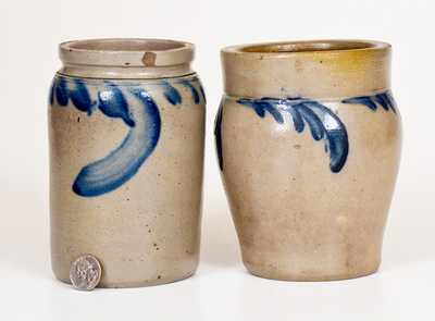 Two Small-Sized Stoneware Jars with Cobalt Decoration, Pennsylvania origin