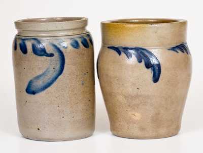 Two Small-Sized Stoneware Jars with Cobalt Decoration, Pennsylvania origin