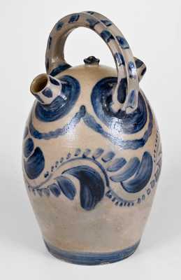 Extremely Rare Western PA Stoneware Harvest Jug w/ Profuse Cobalt Decoration