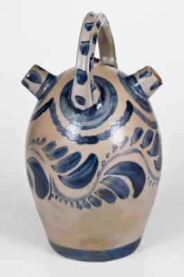 Extremely Rare Western PA Stoneware Harvest Jug w/ Profuse Cobalt Decoration
