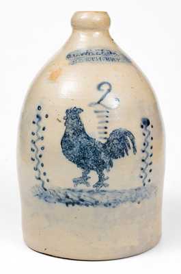 Rare J. C. WAELDE / NORTH BAY Stoneware Jug w/ Elaborate Rooster Decoration