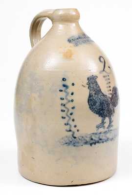 Rare J. C. WAELDE / NORTH BAY Stoneware Jug w/ Elaborate Rooster Decoration