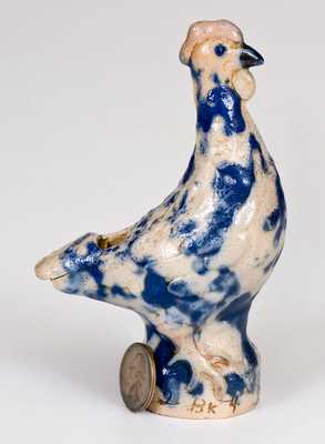 Unusual Stoneware Bird Whistle with Cobalt Decoration, probably Midwestern