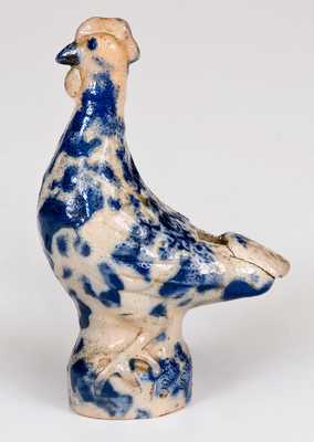 Unusual Stoneware Bird Whistle with Cobalt Decoration, probably Midwestern