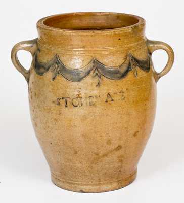 COMMERAWS / STONEWARE (Thomas Commeraw, NY) Vertical-Handled Stoneware Jar