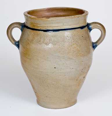 Rare One-Gallon Vertical-Handled Manhattan Stoneware Jar, 18th century