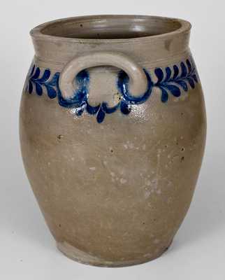 Four-Gallon Open-Handled Manhattan, NY Stoneware Jar w/ Incised Decoration