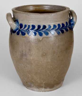 Four-Gallon Open-Handled Manhattan, NY Stoneware Jar w/ Incised Decoration