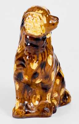 Rare and Fine Slip-Decorated Redware Spaniel w/ Related Poster, Pennsylvania origin