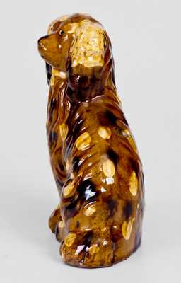 Rare and Fine Slip-Decorated Redware Spaniel w/ Related Poster, Pennsylvania origin