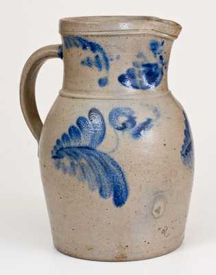 1 Gal. Baltimore Stoneware Pitcher with Floral Decoration, circa 1860