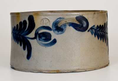 1 1/2 Gal. Stoneware Cake Crock with Floral Decoration, Baltimore, circa 1830s