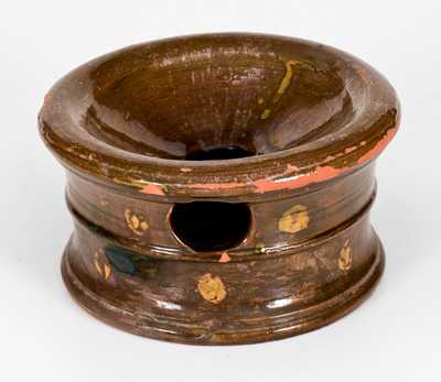 Rare Slip-Decorated Redware Spittoon, Singer Pottery, Haycock Twp, Bucks County, PA