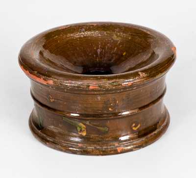 Rare Slip-Decorated Redware Spittoon, Singer Pottery, Haycock Twp, Bucks County, PA