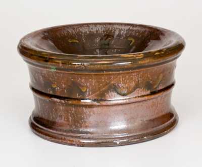 Rare Slip-Decorated Redware Spittoon, Singer, Haycock Township, Bucks County, PA