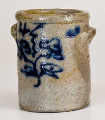 Fine Miniature Ohio Stoneware Jar with Slip-Trailed Floral Decoration