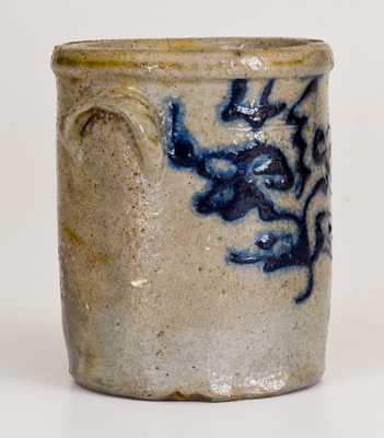 Fine Miniature Ohio Stoneware Jar with Slip-Trailed Floral Decoration