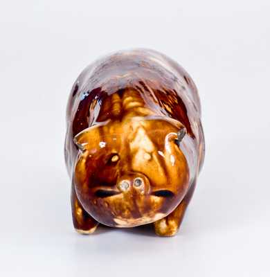 Very Rare Rockingham-Glazed Anna Pottery Pig Bottle