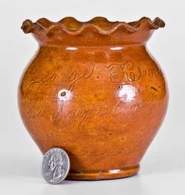 Important George Kline, Harrisonburg, Virginia, 1826 Redware Sugar Bowl