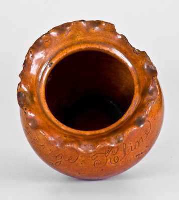 Important George Kline, Harrisonburg, Virginia, 1826 Redware Sugar Bowl