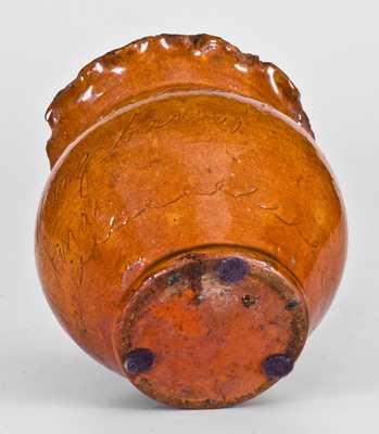 Important George Kline, Harrisonburg, Virginia, 1826 Redware Sugar Bowl