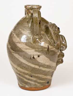 Double-Handled B.B. CRAIG / VALE, N.C. Stoneware Face Jug with Swirled Clay