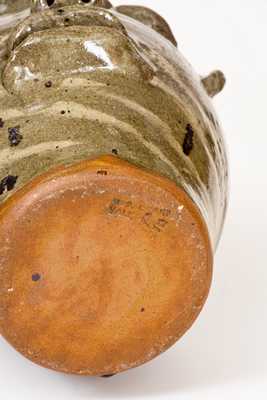 Double-Handled B.B. CRAIG / VALE, N.C. Stoneware Face Jug with Swirled Clay