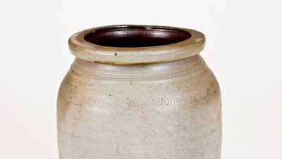 Rare Morgantown, WV Stoneware Jar with Coggled Decoration