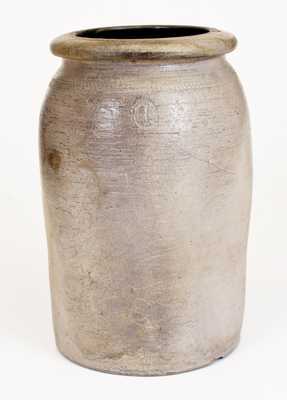 Rare 1 Gal. Morgantown, WV Stoneware Jar with Coggled Decoration