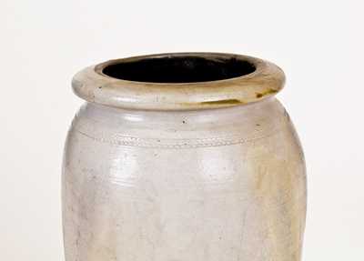 Rare 1 Gal. Morgantown, WV Stoneware Jar with Coggled Decoration