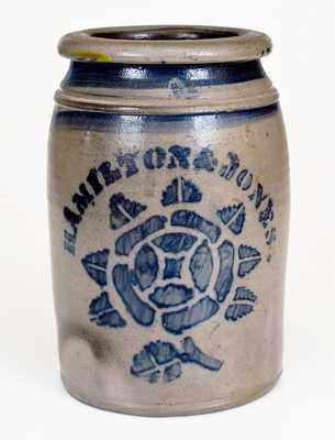 HAMILTON & JONES (Greensboro, PA) Stoneware Jar w/ Stenciled Rose Decoration