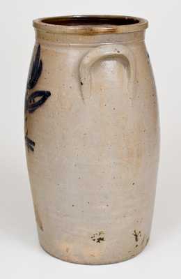 Rare SAWYER & SMITH / AKRON, OH Stoneware Churn with Floral Decoration