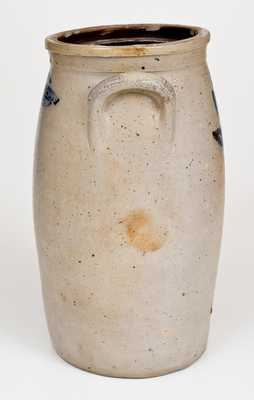Rare SAWYER & SMITH / AKRON, OH Stoneware Churn with Floral Decoration