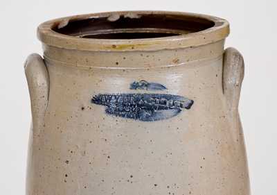 Rare SAWYER & SMITH / AKRON, OH Stoneware Churn with Floral Decoration