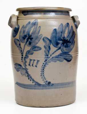 Rare 3 Gal. Uniontown, PA Stoneware Jar with Bold Floral Decoration