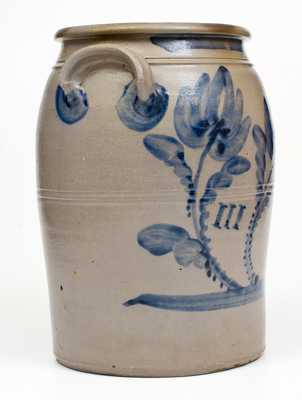 Rare 3 Gal. Uniontown, PA Stoneware Jar with Bold Floral Decoration