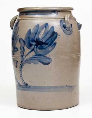 Rare 3 Gal. Uniontown, PA Stoneware Jar with Bold Floral Decoration