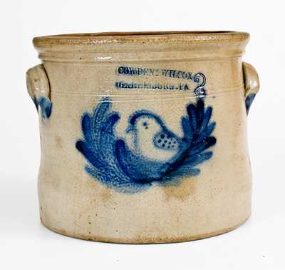 COWDEN & WILCOX / HARRISBURG, PA Stoneware Crock w/ Bird Decoration