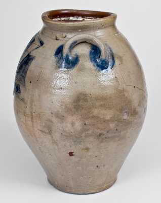 Stoneware Jar w/ Exceptional Incised Ship, probably Middlesex County, NJ