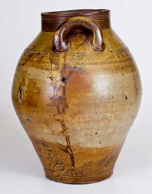 Three-Gallon BOSTON Stoneware Jar with Iron-Oxide Decoration, early 19th century