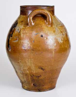 Three-Gallon BOSTON Stoneware Jar with Iron-Oxide Decoration, early 19th century