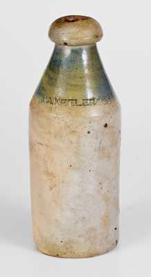 Stoneware Bottle w/ Cobalt Decoration Impressed J. A. KEELER & CO.