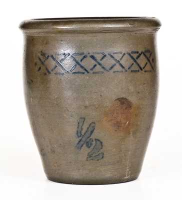 1/2 Gal. Western PA Stoneware Cream Jar with Stenciled Decoration