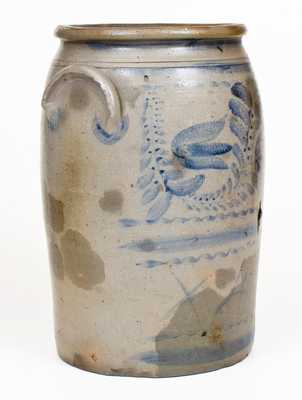 Stoneware Jar w/ Profuse Floral Decoration att. Isaac Hewitt, Rices Landing, PA