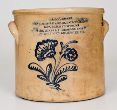 Rare att. John Burger Stoneware Crock w/ ROCHESTER, NY Advertising